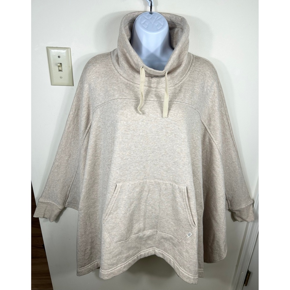 UGG Fleece Poncho Women XS/S Oatmeal Charlynne Funnel Neck Oversized Cozy Comfy